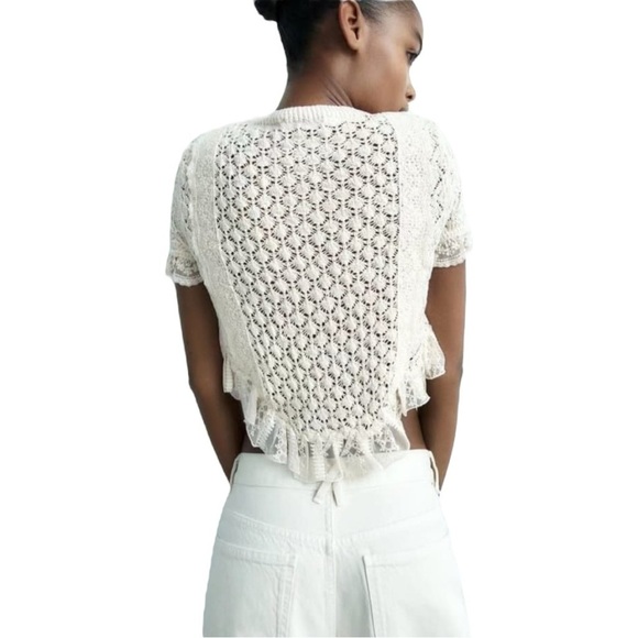 Zara Cropped Crotchet and Lace Top - Picture 2 of 8